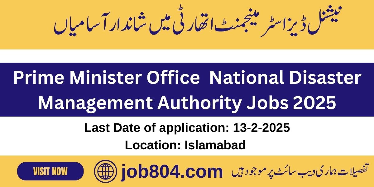 Prime Minister Office National Disaster Management Authority Jobs 2025